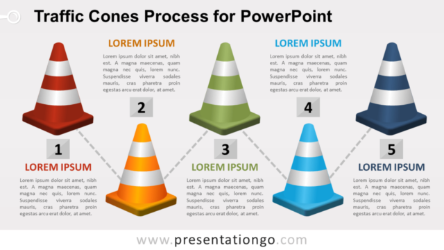 Proceso de Conos de Tráfico Gratis Para PowerPoint