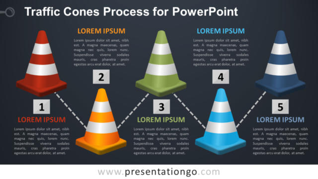 Proceso de Conos de Tráfico Gratis Para PowerPoint