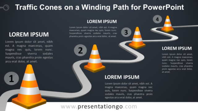 Conos de Tráfico en Un Camino Sinuoso Gratis Para PowerPoint