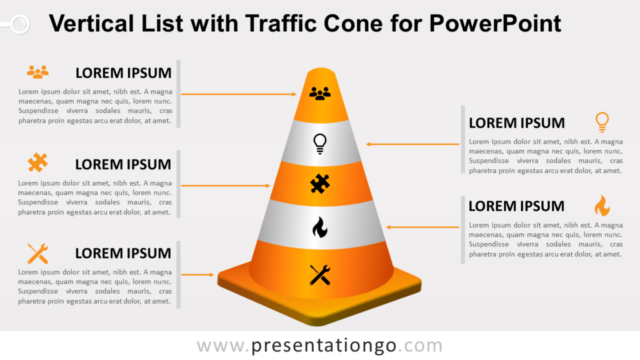 Lista Vertical Con Cono de Tráfico Gratis Para PowerPoint