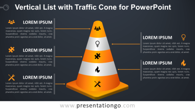 Lista Vertical Con Cono de Tráfico Gratis Para PowerPoint