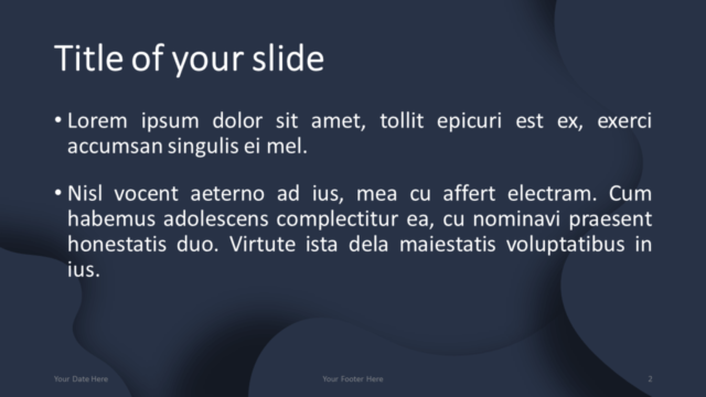 Plantilla Gratis de Fluidos (Azul Oscuro) Para PowerPoint - Diapositiva de Título Y Contenido