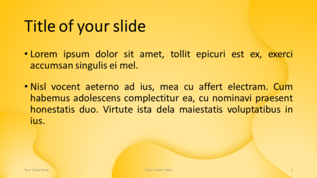Plantilla Gratis de Fluidos (Amarillo) Para PowerPoint - Diapositiva de Título Y Contenido