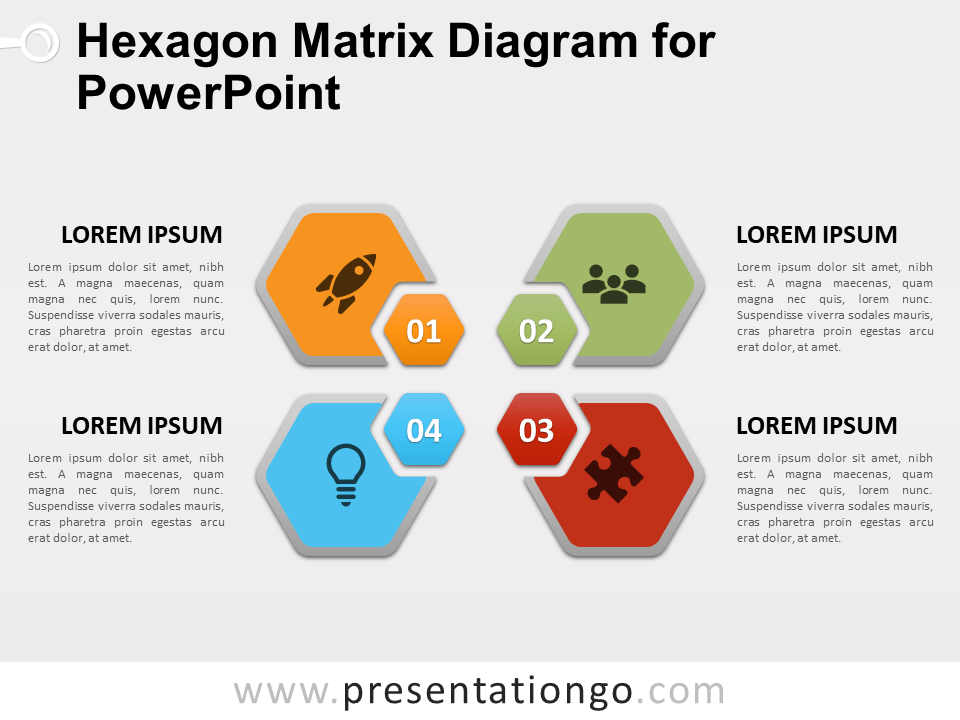 Diagrama de Matriz de Hexágonos Gratis Para PowerPoint