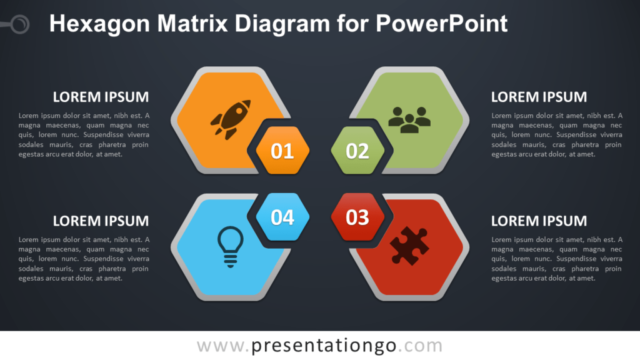 Diagrama de Matriz de Hexágonos Gratis Para PowerPoint