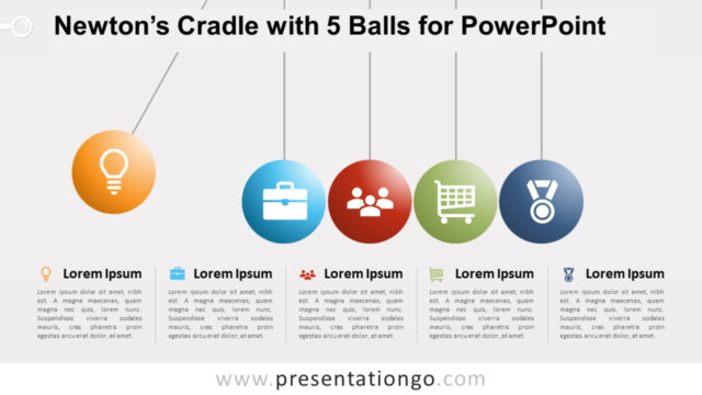 Newton's Cradle Con 5 Bolas Para PowerPoint