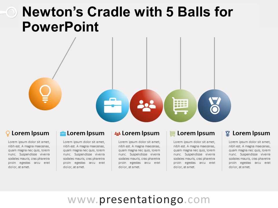 Newton's Cradle Con 5 Bolas Para PowerPoint