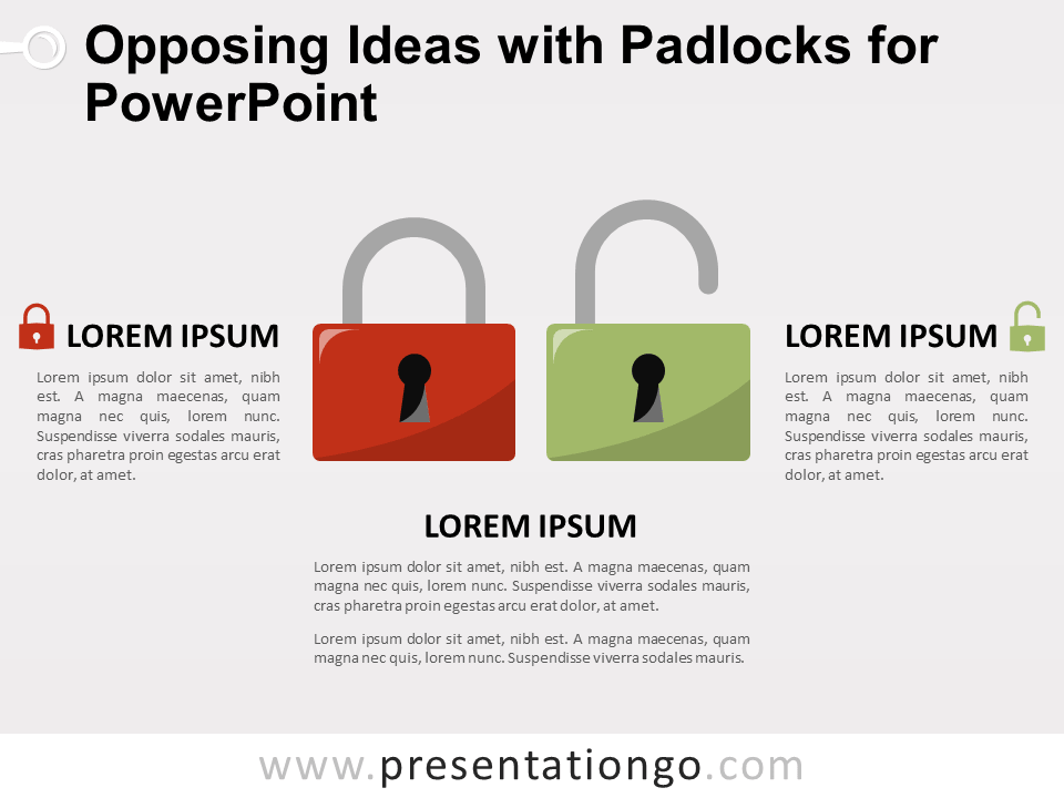 Ideas Opuestas Con Candados Para PowerPoint