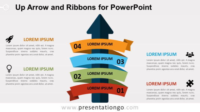 Flecha Hacia Arriba Y Cintas Gratis Para PowerPoint