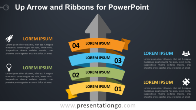 Flecha Hacia Arriba Y Cintas Gratis Para PowerPoint