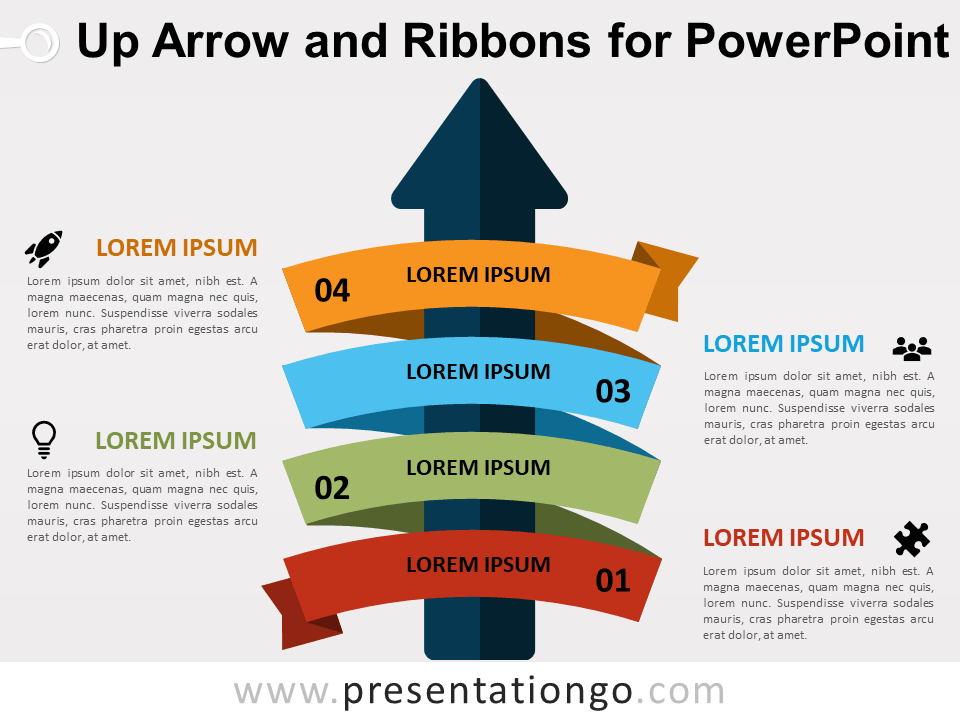 Flecha Hacia Arriba Y Cintas Gratis Para PowerPoint