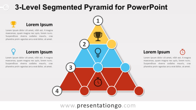 Pirámide Segmentada de 3 Niveles Gratis Para PowerPoint