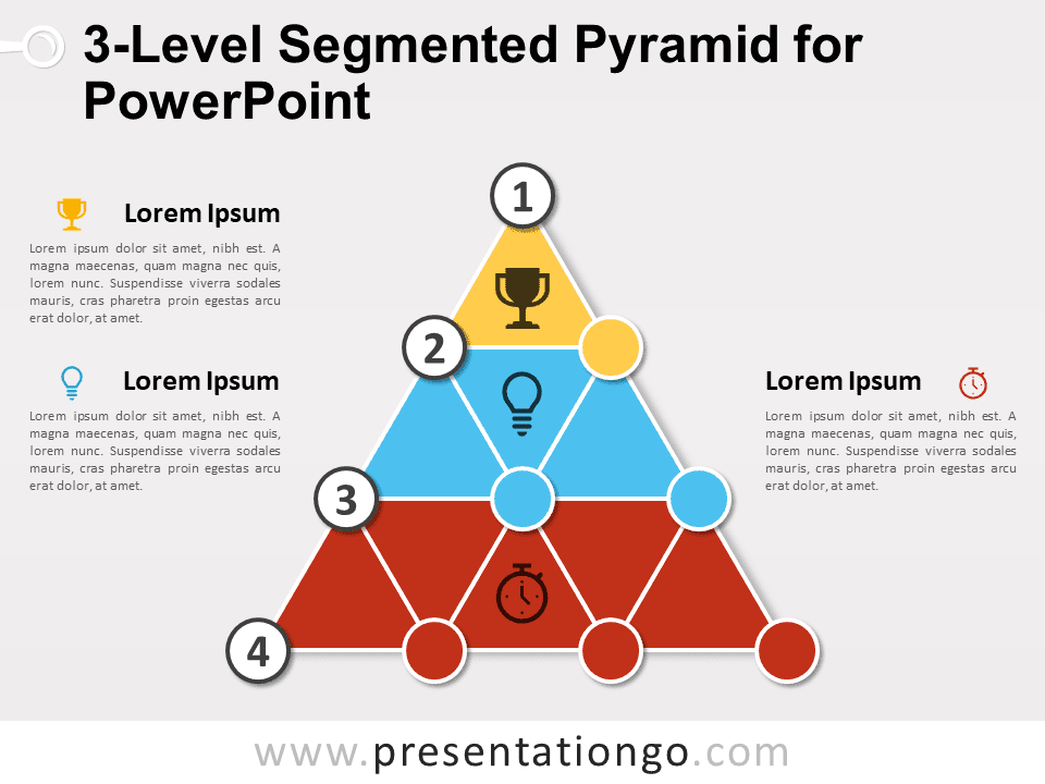 Pirámide Segmentada de 3 Niveles Gratis Para PowerPoint