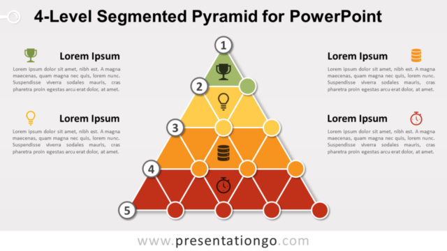 Pirámide Segmentada de 4 Niveles Gratis Para PowerPoint