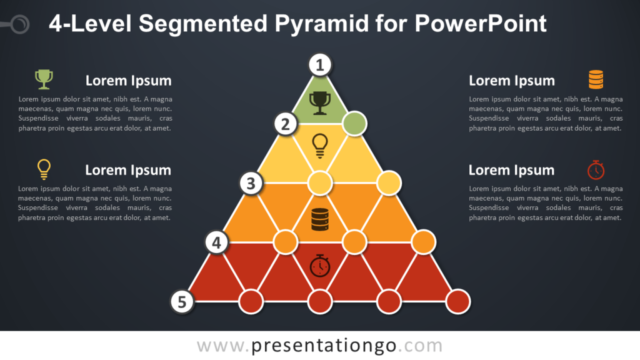 Pirámide Segmentada de 4 Niveles Gratis Para PowerPoint