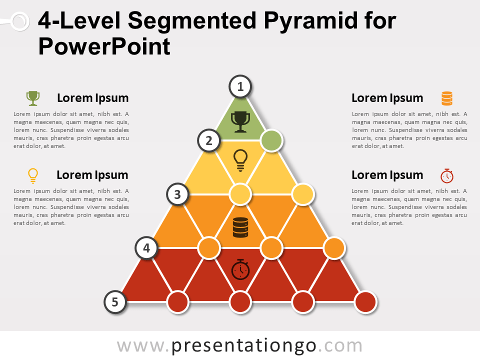 Pirámide Segmentada de 4 Niveles Gratis Para PowerPoint