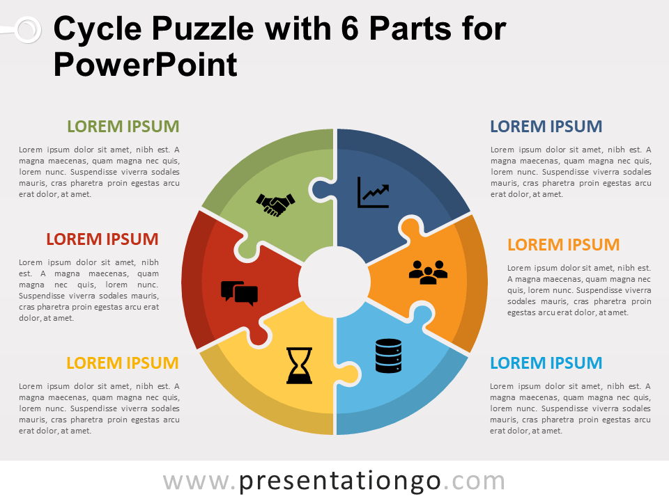 Rompecabezas de Ciclo Con 6 Piezas Gratis Para PowerPoint