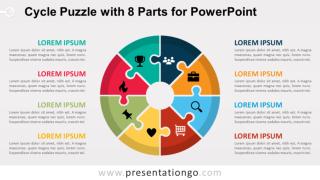 Ciclo Rompecabeza Con 8 Partes Gratis Para PowerPoint