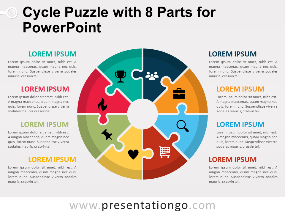 Ciclo Rompecabeza Con 8 Partes Gratis Para PowerPoint