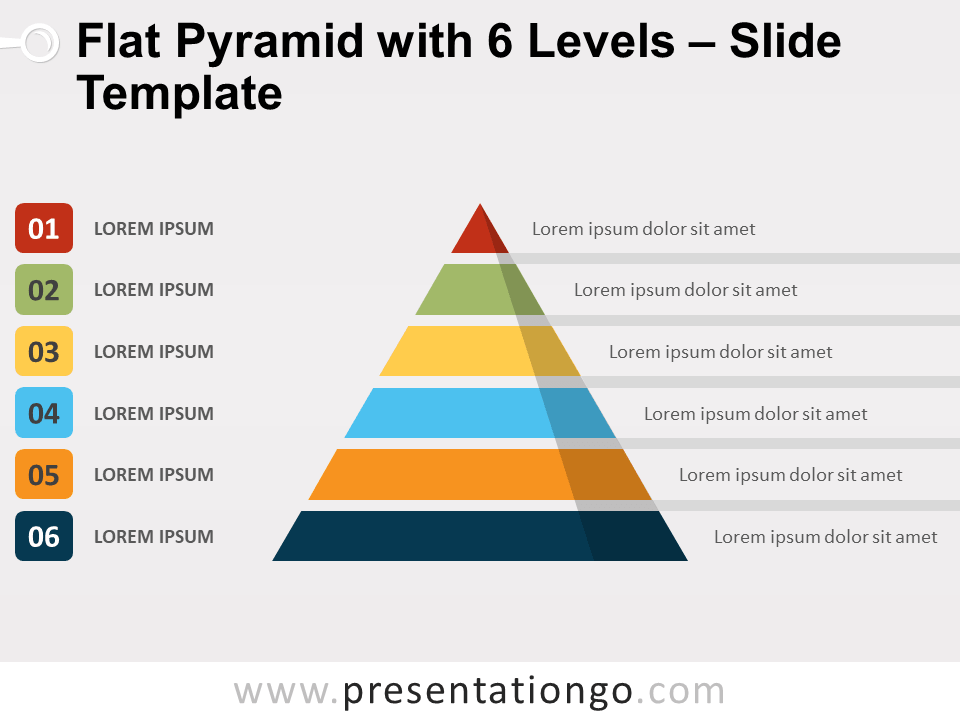 Pirámide Plana Con 6 Niveles Gratis Para PowerPoint Y Google Slides