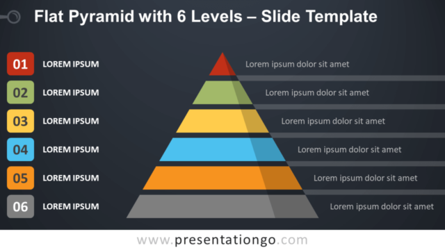 Pirámide Plana Con 6 Niveles Gratis Para PowerPoint Y Google Slides