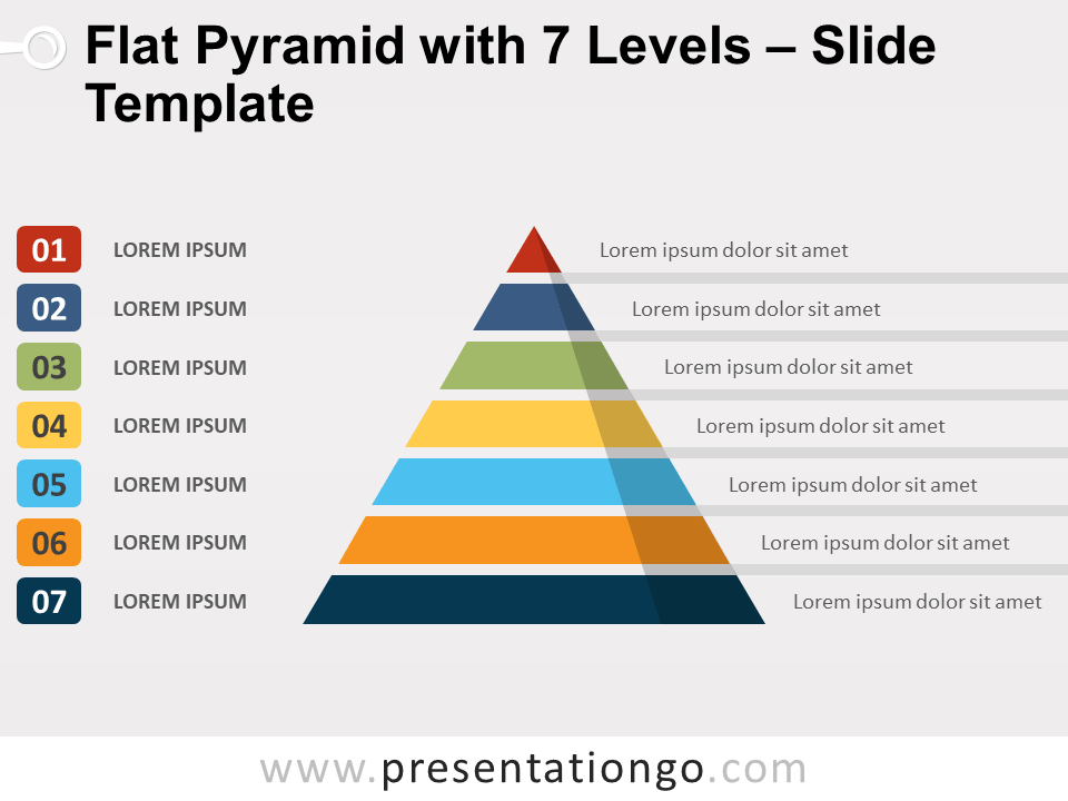 Pirámide Plana Con 7 Niveles Gratis Para PowerPoint Y Google Slides