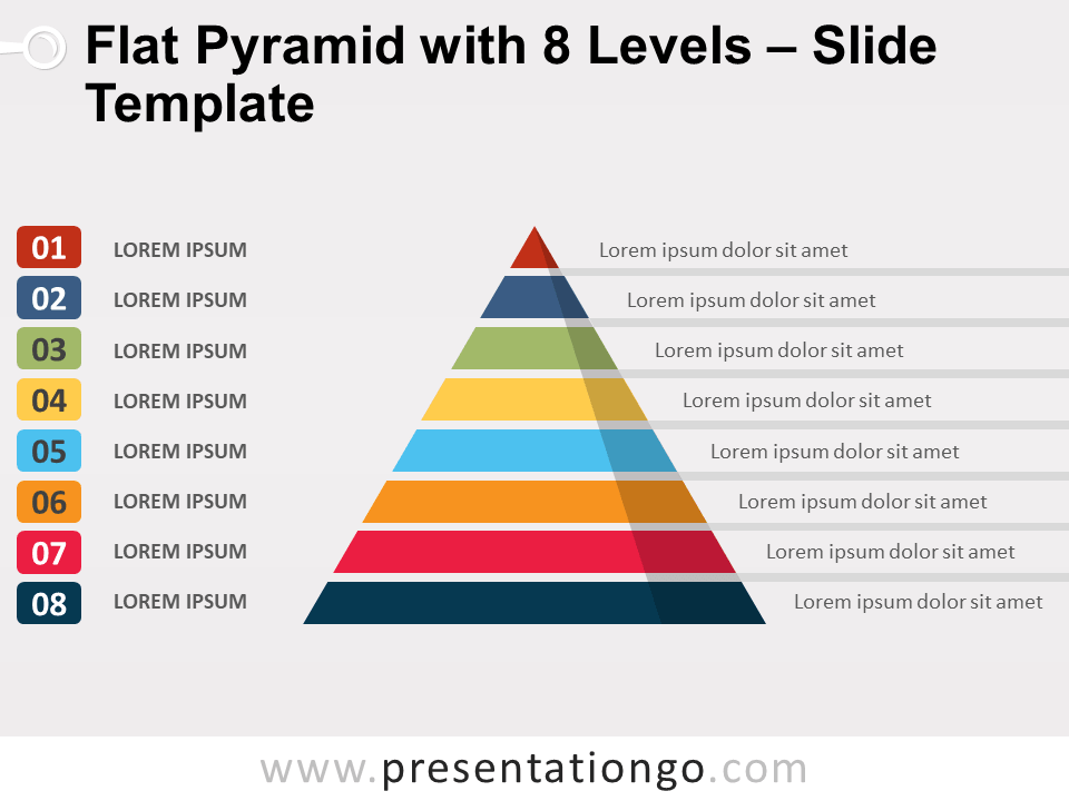 Diagrama de Pirámide Plana Con 8 Niveles Gratis Para PowerPoint Y Google Slides