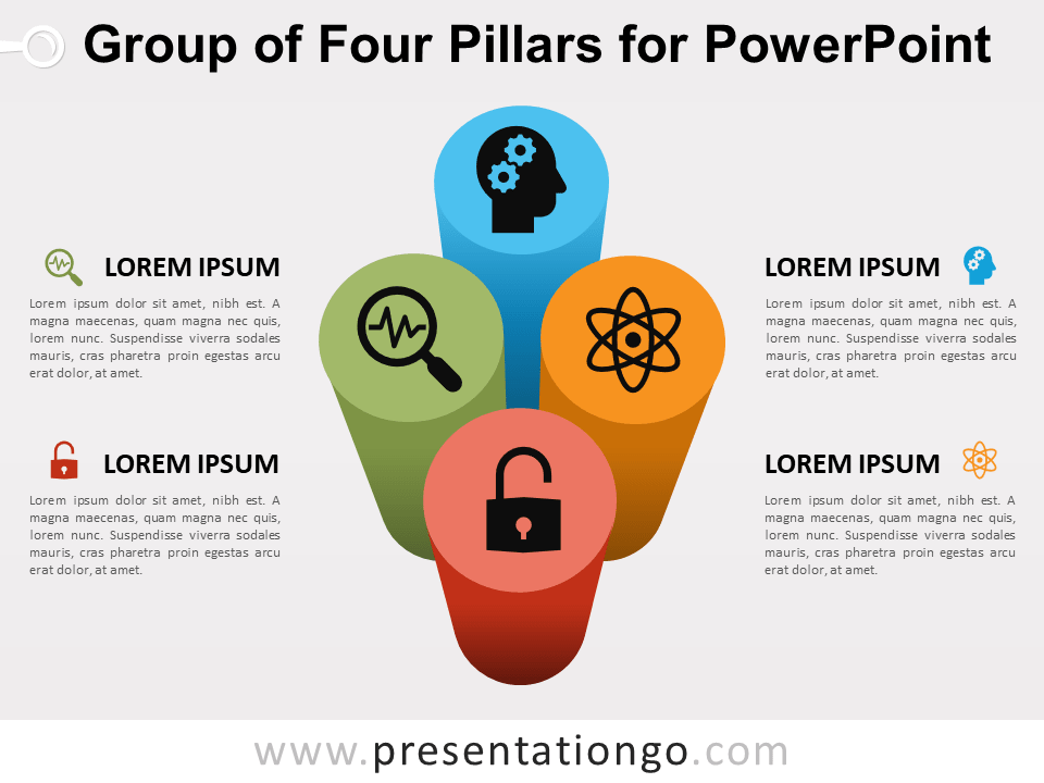 Grupo de Cuatro Pilares Gratis Para PowerPoint