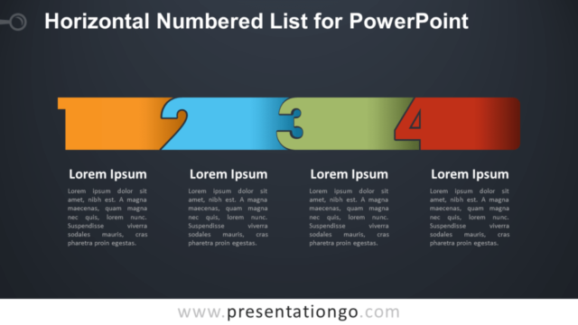 Lista Numerada Horizontal Gratis Para PowerPoint