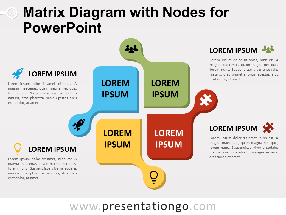 Matriz de Diagrama Gratis Con Nodos Para PowerPoint