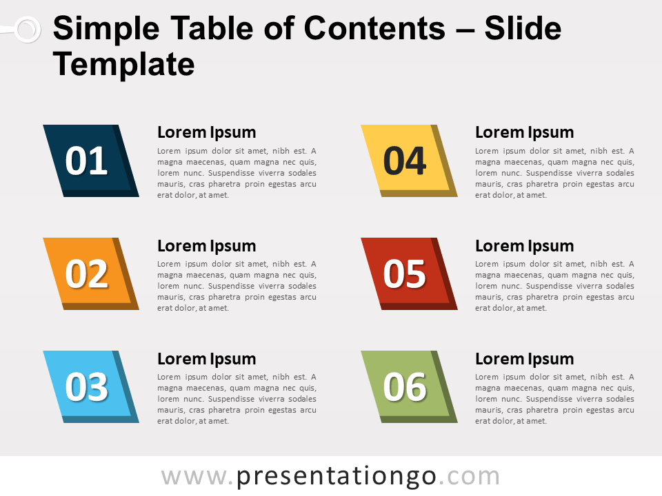 Tabla de Contenido Simple Gratis Para PowerPoint y Google Slides