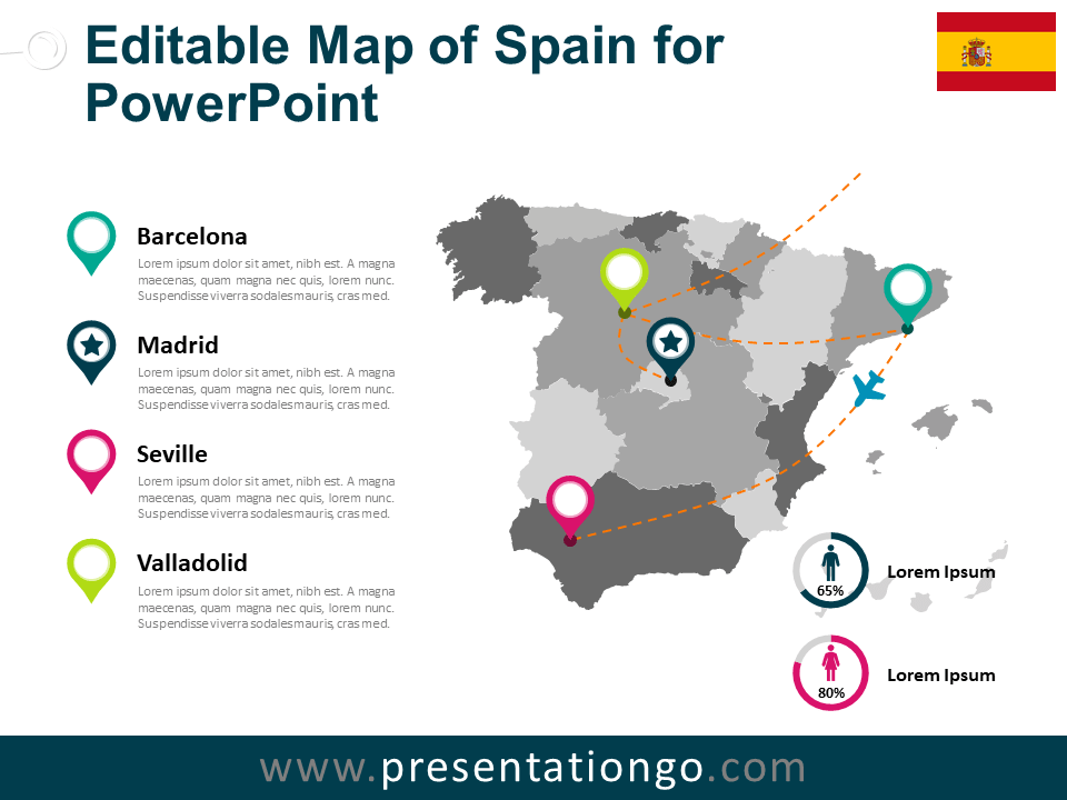Mapa de España Gratis Para PowerPoint