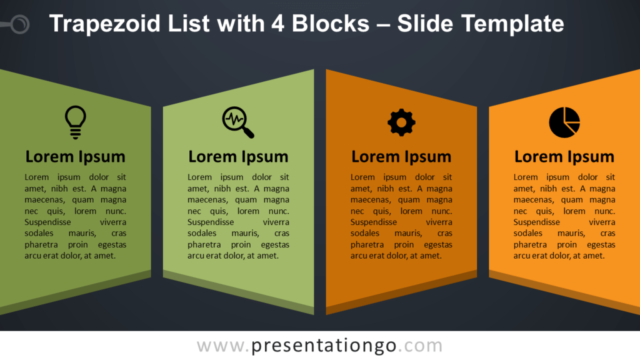 Lista de Trapecios Con 4 Bloques Gratis Para PowerPoint Y Google Slides