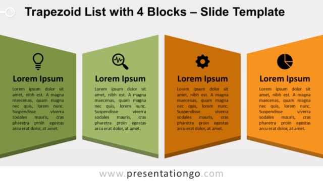 Lista de Trapecios Con 4 Bloques Gratis Para PowerPoint Y Google Slides