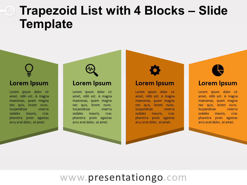 Lista de Trapecios Con 4 Bloques Gratis Para PowerPoint Y Google Slides