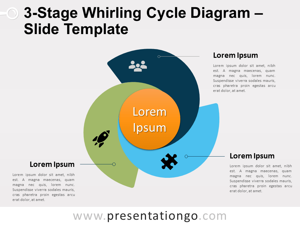 Diagrama Gratis de Ciclo Giratorio de 3 Etapas Para PowerPoint and Google Slides