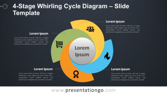 Diagrama Gratis de Ciclo de Remolino de 4 Etapas Para PowerPoint and Google Slides