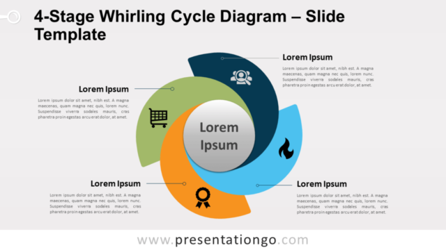 Diagrama Gratis de Ciclo de Remolino de 4 Etapas Para PowerPoint and Google Slides