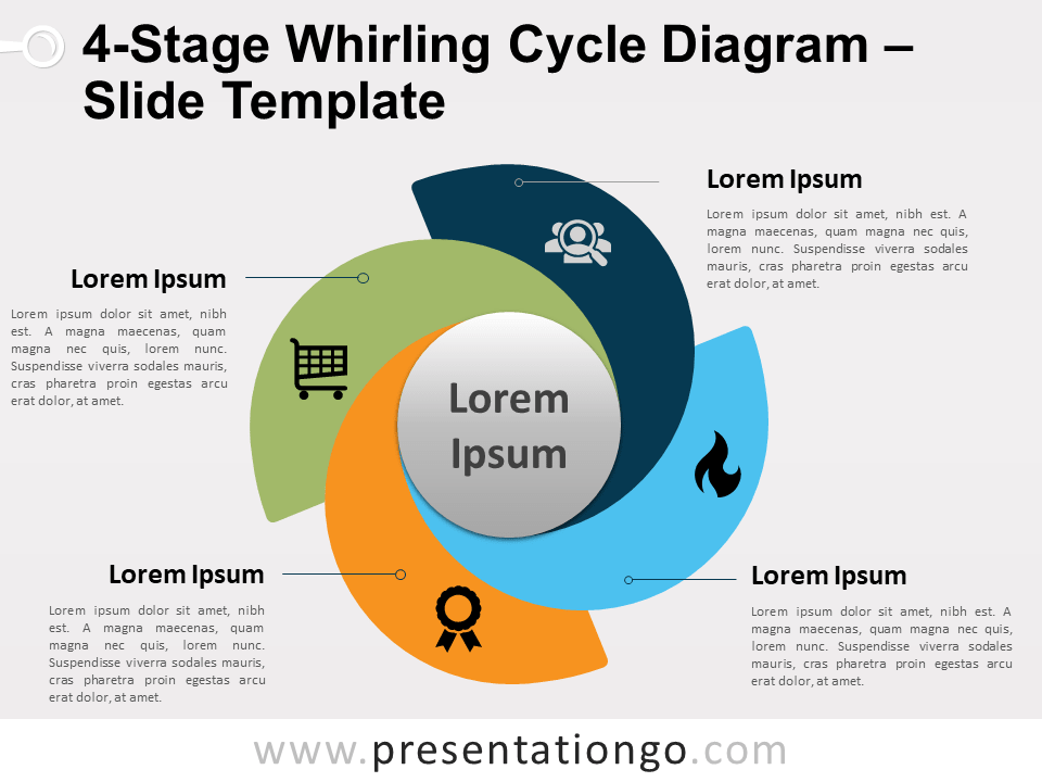 Diagrama Gratis de Ciclo de Remolino de 4 Etapas Para PowerPoint and Google Slides