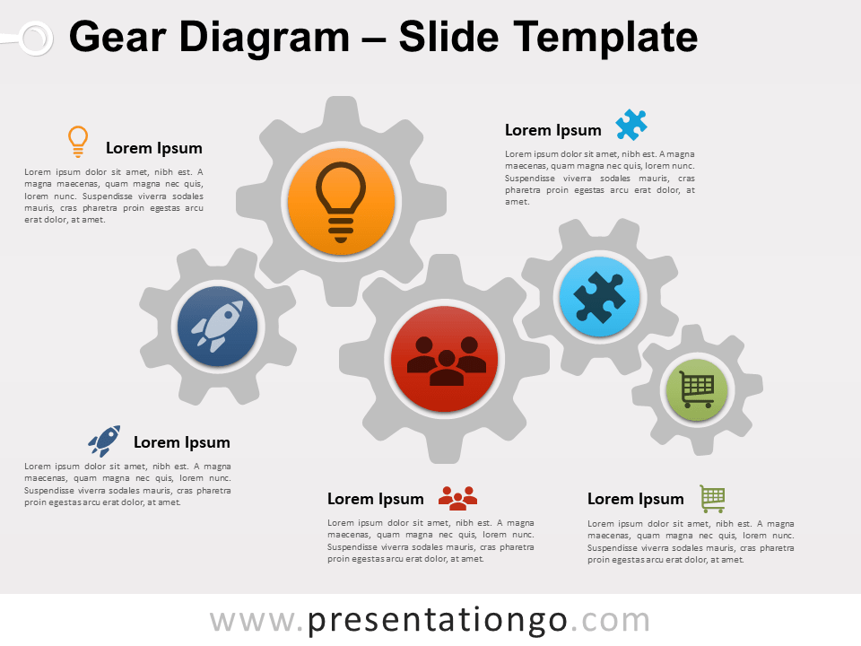 Diagrama Gratis de Engranajes Para PowerPoint and Google Slides