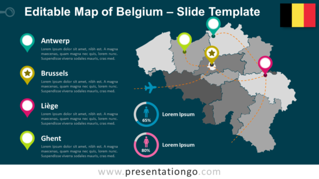 Mapa de Bélgica Gratis Para PowerPoint Y Google Slides