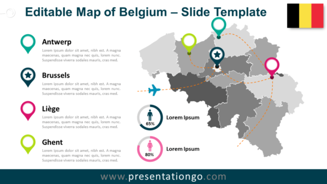 Mapa de Bélgica Gratis Para PowerPoint Y Google Slides