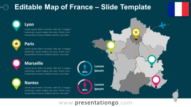 Mapa de Francia Gratis Para PowerPoint Y Google Slides