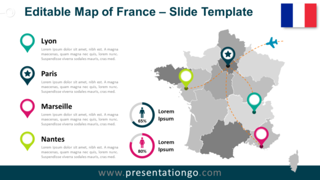 Mapa de Francia Gratis Para PowerPoint Y Google Slides