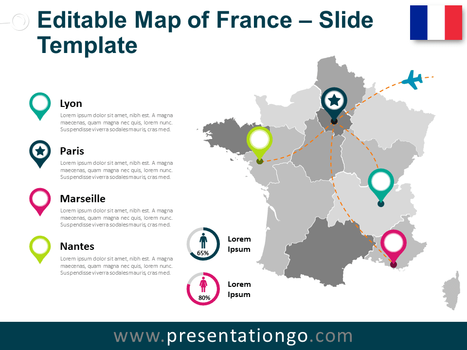 Mapa de Francia Gratis Para PowerPoint Y Google Slides