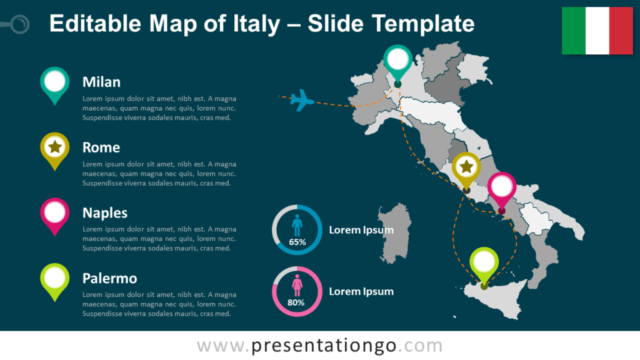 Mapa de Italia Gratis Para PowerPoint Y Google Slides