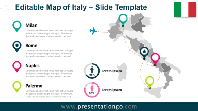 Mapa de Italia Gratis Para PowerPoint Y Google Slides