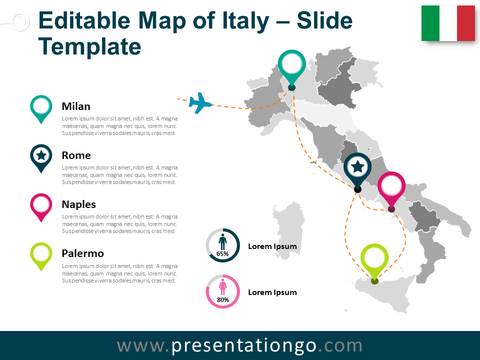 Mapa de Italia Gratis Para PowerPoint Y Google Slides