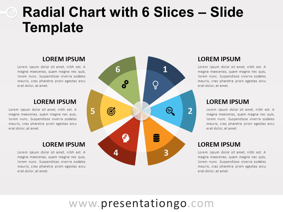 Gráfico Radial Con 6 Secciones Gratis Para PowerPoint Y Google Slides
