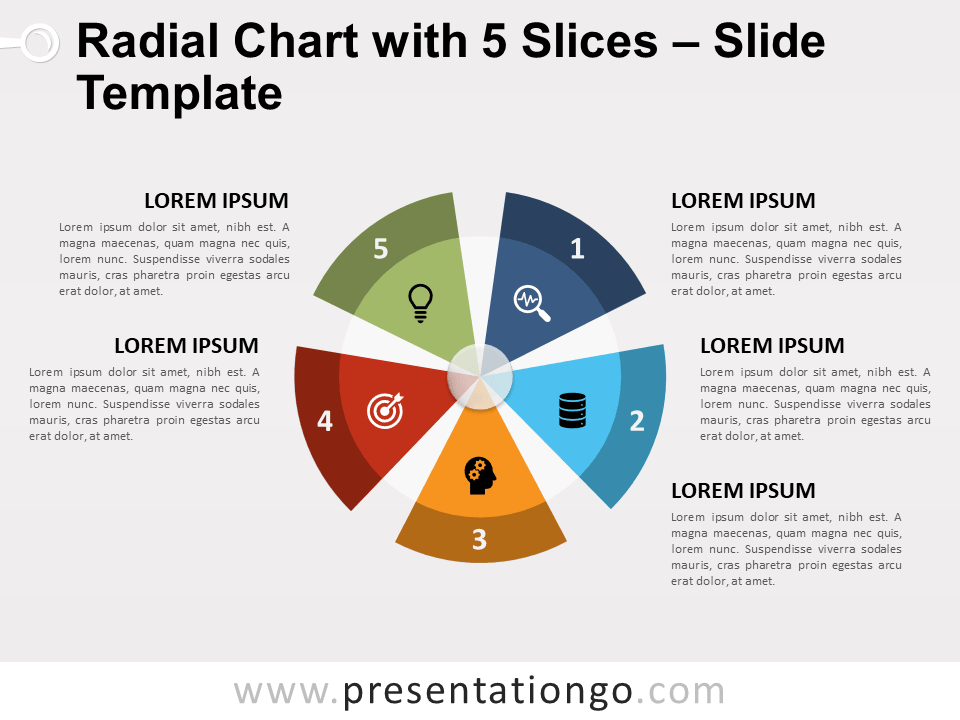 Gráfico Radial Con 5 Sectores Gratis Para PowerPoint Y Google Slides